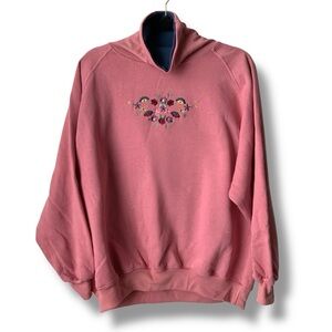 Vintage ACTIVE EXCHANGE Floral Women's Cowl Neck Sweatshirt Pink Size 1X